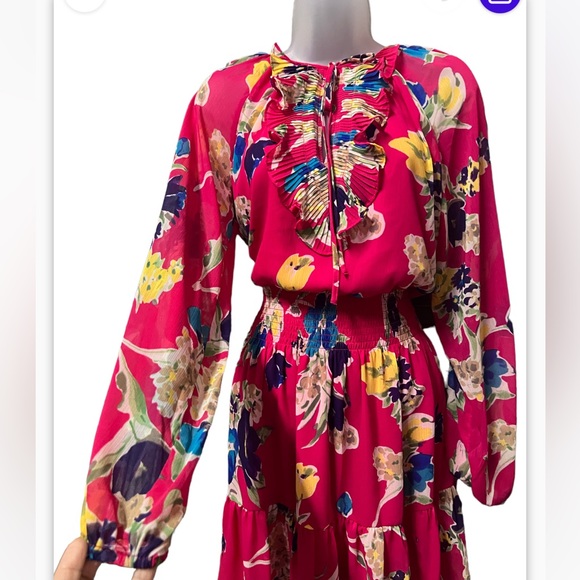 NWT Ralph Lauren Women's Floral Georgette Long Sleeve Dress Sz 2 $185 - Picture 6 of 12